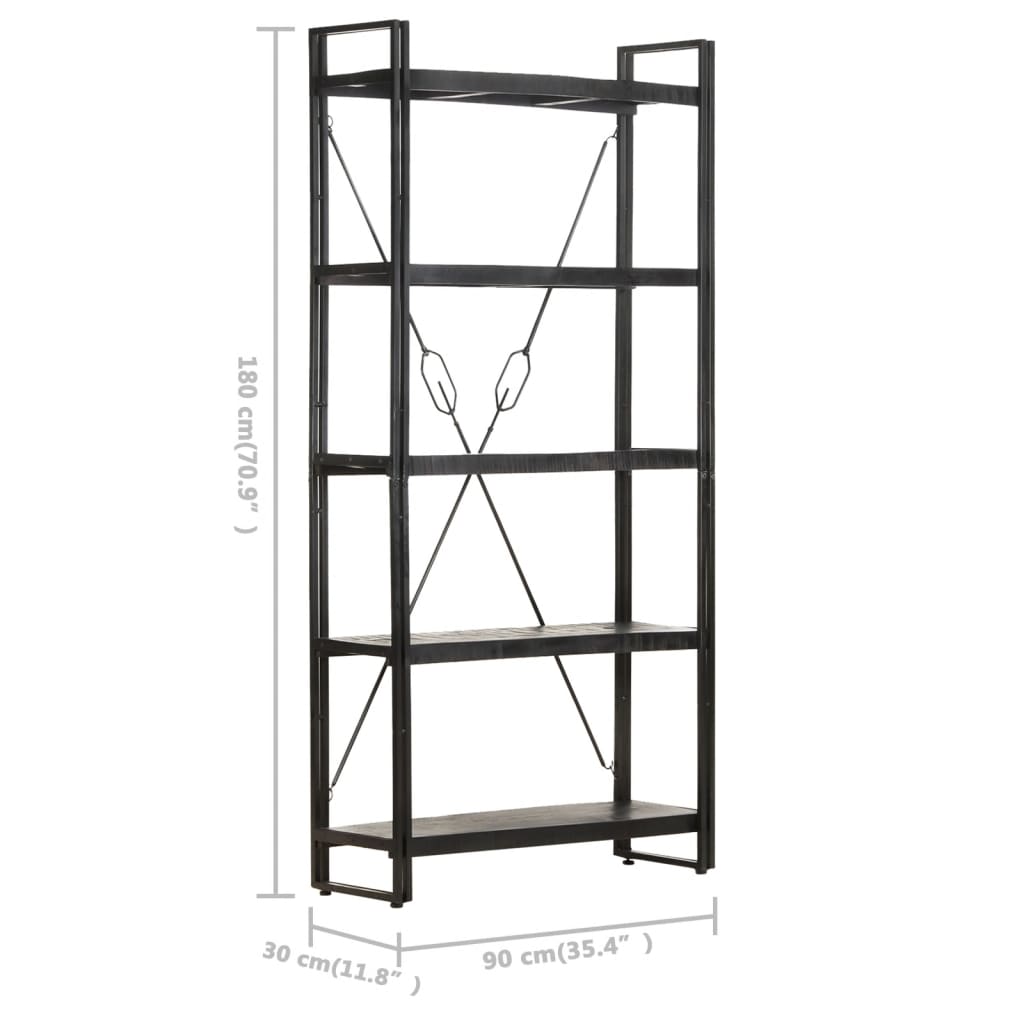 8720286200681_g_en_hd_4 vidaXL 5-Tier Bookcase Black 90x30x180 cm Solid Mango Wood - Image 6