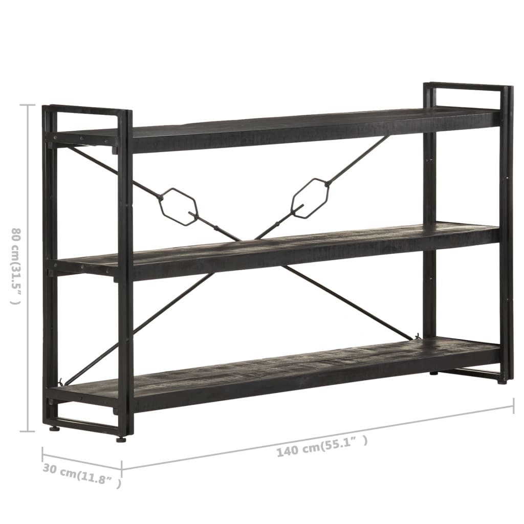 8720286200742_g_en_hd_4 vidaXL 3-Tier Bookcase Black 140x30x80 cm Solid Mango Wood - Image 6