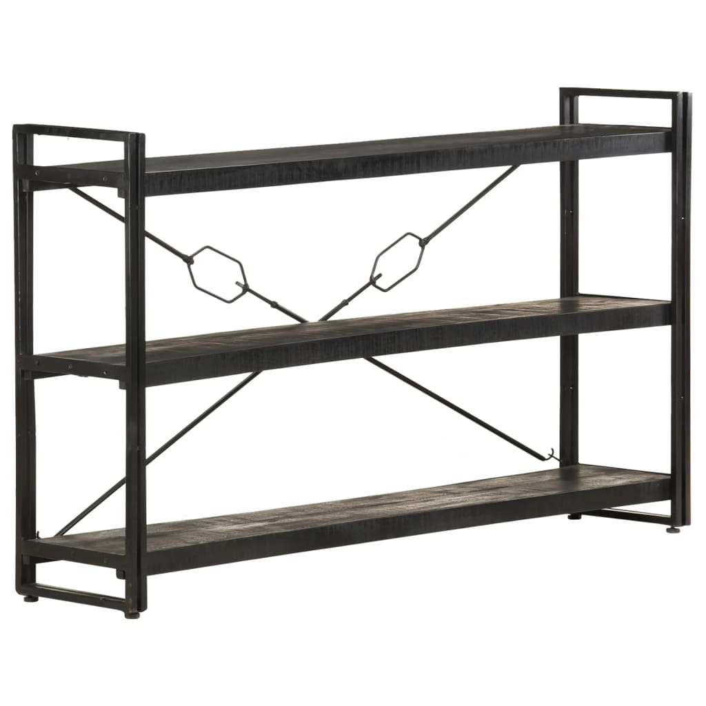 8720286200742_g_en_hd_7 vidaXL 3-Tier Bookcase Black 140x30x80 cm Solid Mango Wood - Image 9