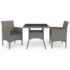 vidaXL 3 Piece Garden Dining Set Grey Poly Rattan and Acacia Wood