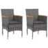 vidaXL 3 Piece Garden Dining Set Grey Poly Rattan and Acacia Wood - Image 6
