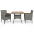 vidaXL 3 Piece Garden Dining Set Grey Poly Rattan and Acacia Wood