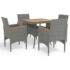 vidaXL 5 Piece Garden Dining Set Grey Poly Rattan and Acacia Wood
