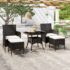 vidaXL 5 Piece Garden Dining Set Poly Rattan and Tempered Glass Black