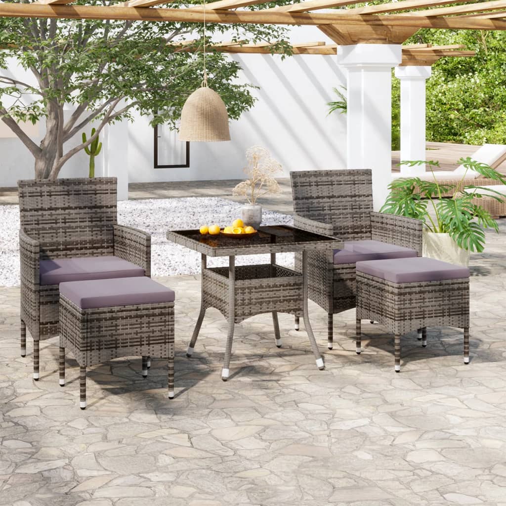 8720286201763_m_en_hd_1 vidaXL 5 Piece Garden Dining Set Poly Rattan and Tempered Glass Grey - Image 1