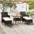 vidaXL 5 Piece Garden Dining Set Poly Rattan & Solid Acacia Wood Black