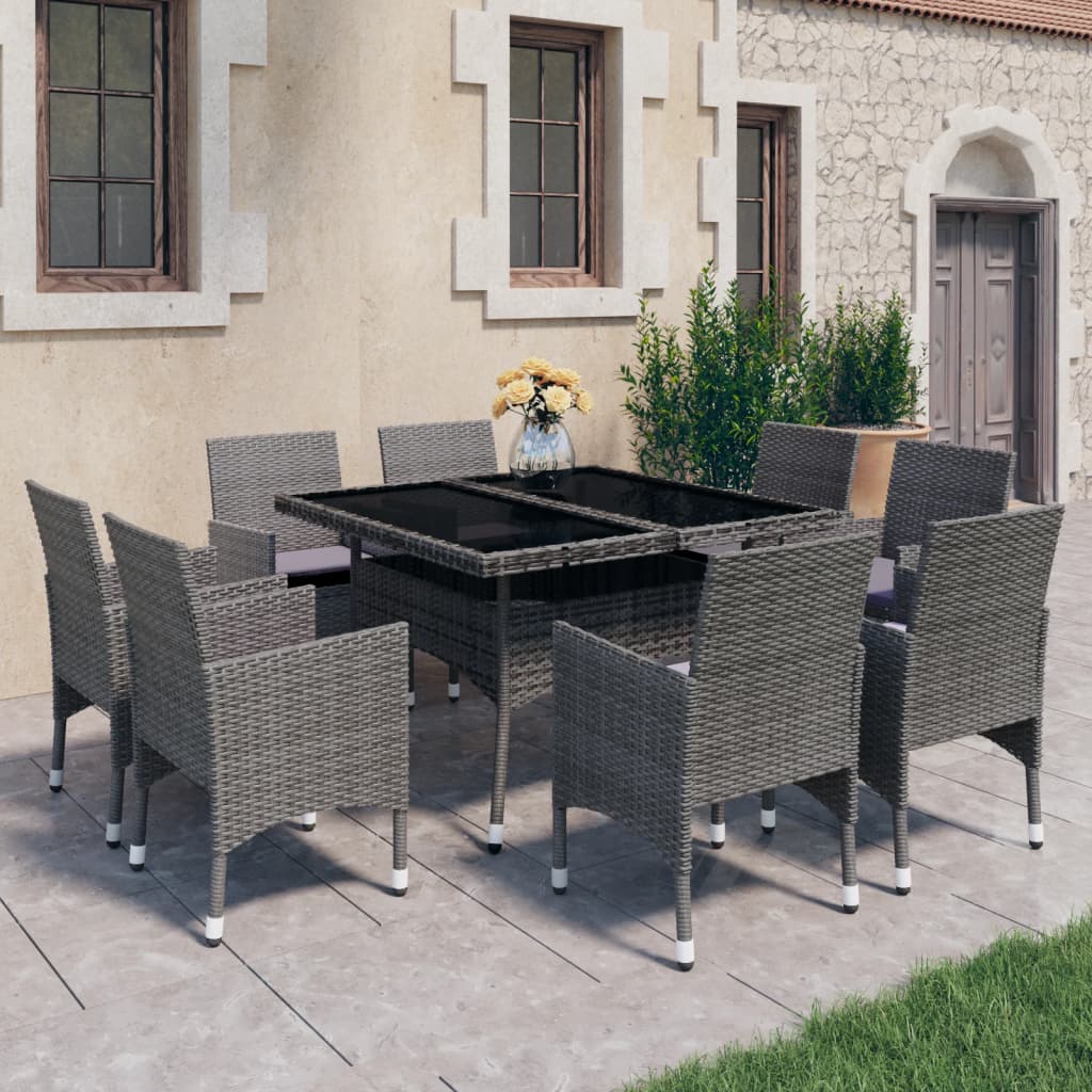 8720286201862_m_en_hd_1 vidaXL 9 Piece Garden Dining Set Poly Rattan and Glass Grey - Image 1