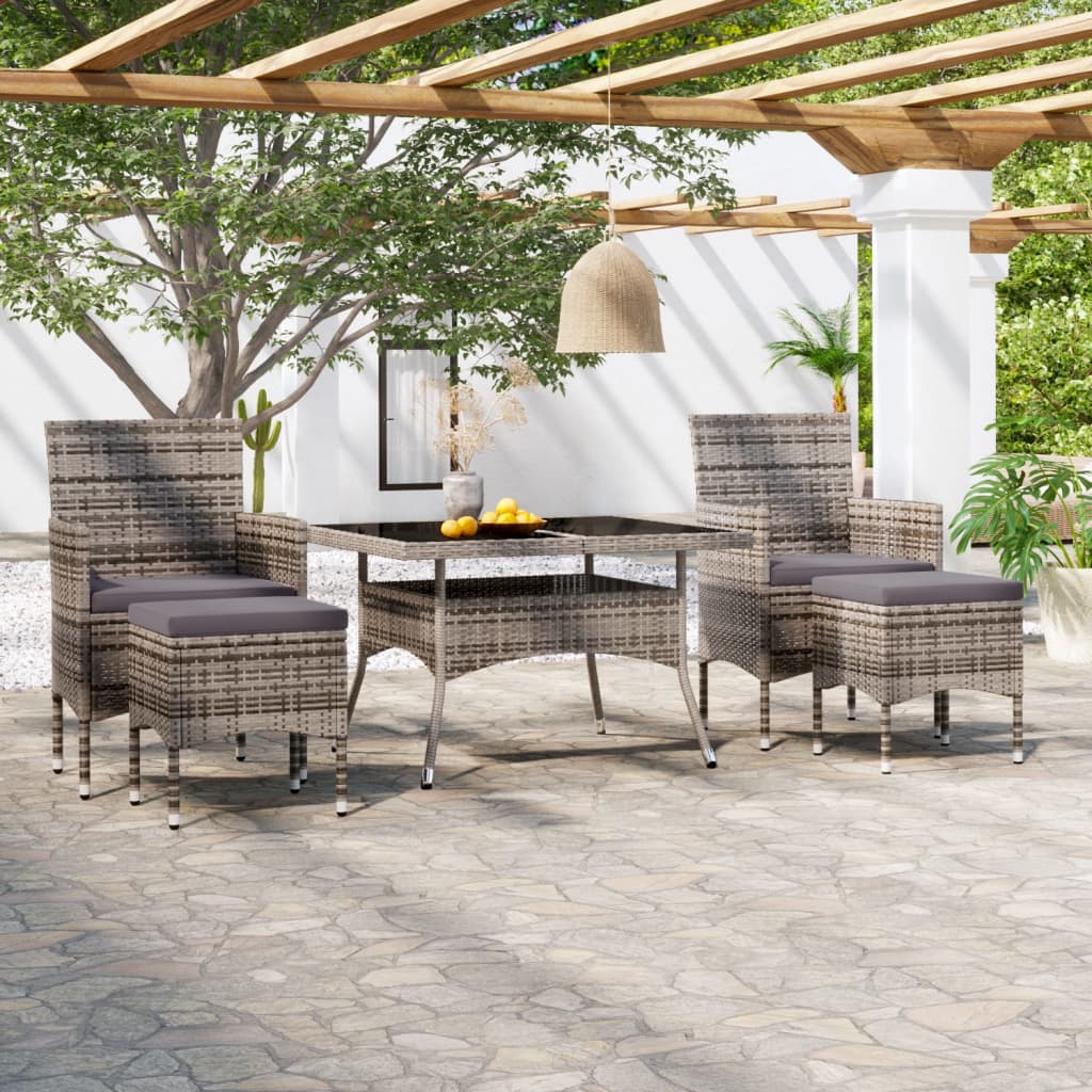 8720286201961_m_en_hd_1 vidaXL 5 Piece Garden Dining Set Poly Rattan and Tempered Glass Grey - Image 1