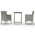 vidaXL 3 Piece Garden Bistro Set Poly Rattan and Tempered Glass Grey - Image 2