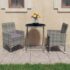 vidaXL 3 Piece Garden Bistro Set Poly Rattan and Tempered Glass Grey