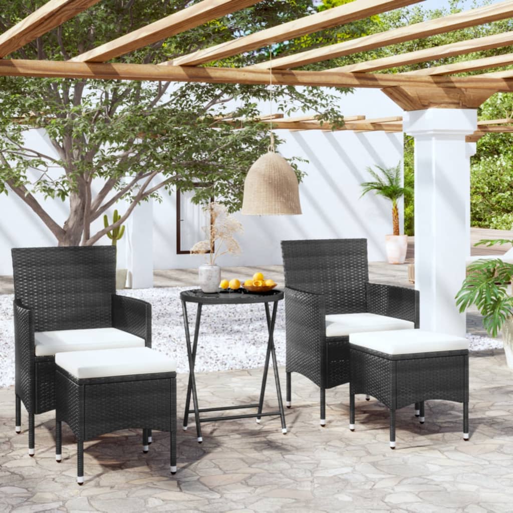 8720286202357_m_en_hd_1 vidaXL 5 Piece Garden Bistro Set Poly Rattan and Tempered Glass Black - Image 1