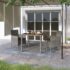 vidaXL 3 Piece Garden Dining Set Poly Rattan and Tempered Glass Grey
