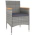 vidaXL 3 Piece Garden Dining Set Poly Rattan and Tempered Glass Grey - Image 3