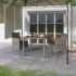 vidaXL 3 Piece Garden Dining Set Poly Rattan and Tempered Glass Grey