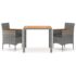 vidaXL 3 Piece Garden Dining Set Poly Rattan & Solid Acacia Wood Grey - Image 2