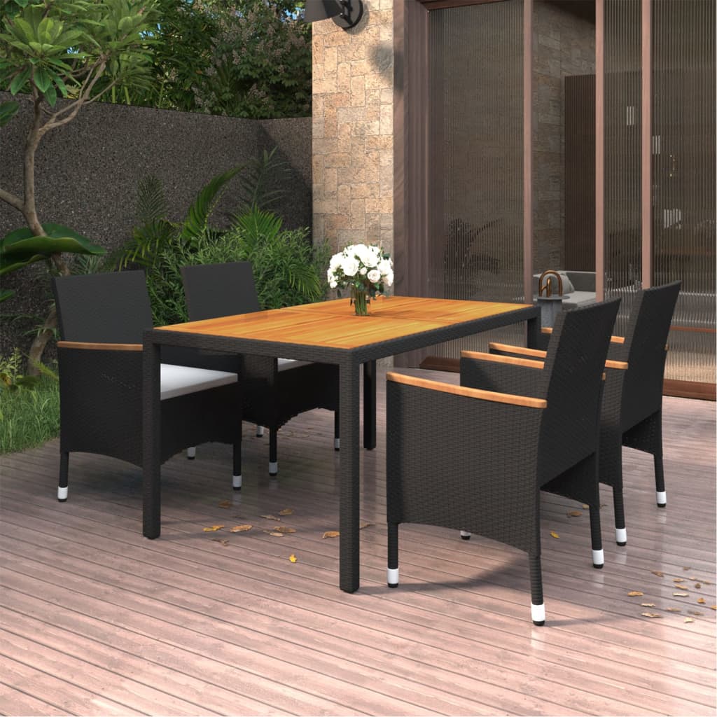 8720286202739_m_en_hd_1 vidaXL 5 Piece Garden Dining Set Poly Rattan Black - Image 1