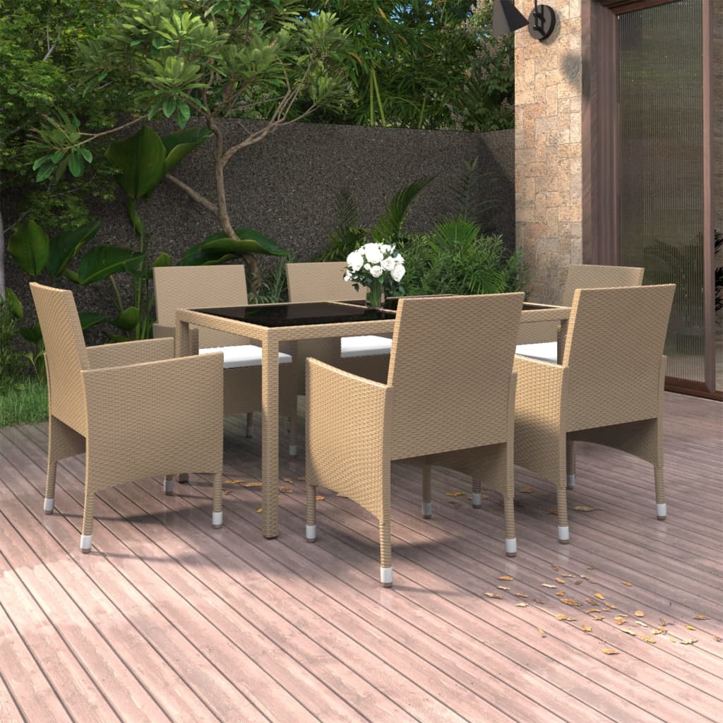 8720286202777_m_en_hd_1 vidaXL 7 Piece Garden Dining Set Poly Rattan and Tempered Glass Beige - Image 1