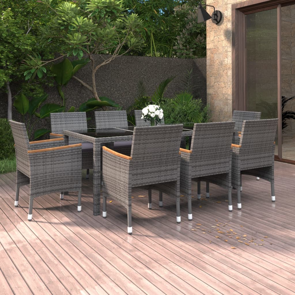 8720286203026_m_en_hd_1 vidaXL 9 Piece Garden Dining Set Poly Rattan Grey - Image 1
