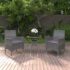 vidaXL 3 Piece Garden Dining Set Poly Rattan Grey