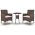 vidaXL 3 Piece Garden Dining Set Poly Rattan Brown - Image 2