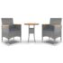 vidaXL 3 Piece Garden Dining Set Poly Rattan Grey - Image 2