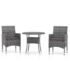 vidaXL 3 Piece Garden Dining Set Poly Rattan Grey - Image 2