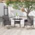 vidaXL 3 Piece Garden Dining Set Poly Rattan Grey