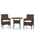 vidaXL 3 Piece Garden Dining Set Poly Rattan Brown - Image 2