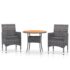 vidaXL 3 Piece Garden Dining Set Poly Rattan Grey - Image 2