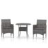 vidaXL 3 Piece Garden Dining Set Poly Rattan Grey - Image 2
