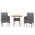 vidaXL 3 Piece Garden Dining Set Poly Rattan Grey - Image 2