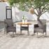 vidaXL 3 Piece Garden Dining Set Poly Rattan Grey