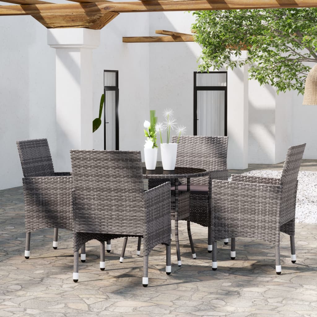 8720286203361_m_en_hd_1 vidaXL 5 Piece Garden Dining Set Poly Rattan Grey - Image 1