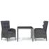 vidaXL 3 Piece Garden Dining Set Poly Rattan Grey - Image 2