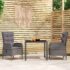 vidaXL 3 Piece Garden Dining Set Poly Rattan Grey