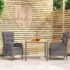 vidaXL 3 Piece Garden Dining Set Poly Rattan Grey