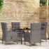 vidaXL 5 Piece Garden Dining Set Poly Rattan Grey