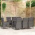 vidaXL 9 Piece Garden Dining Set Poly Rattan Grey