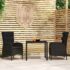 vidaXL 3 Piece Garden Dining Set Poly Rattan Black