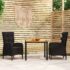 vidaXL 3 Piece Garden Dining Set Poly Rattan Black