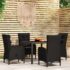 vidaXL 5 Piece Garden Dining Set Poly Rattan Black