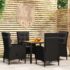 vidaXL 5 Piece Garden Dining Set Poly Rattan Black