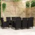 vidaXL 9 Piece Garden Dining Set Poly Rattan Black