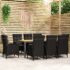 vidaXL 9 Piece Garden Dining Set Poly Rattan Black