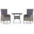 vidaXL 3 Piece Garden Dining Set Poly Rattan and Glass Grey - Image 2