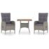 vidaXL 3 Piece Garden Dining Set Poly Rattan and Acacia Wood Grey - Image 2