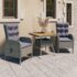 vidaXL 3 Piece Garden Dining Set Poly Rattan and Acacia Wood Grey