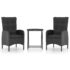 vidaXL 3 Piece Garden Bistro Set Poly Rattan and Glass Black - Image 2