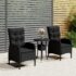 vidaXL 3 Piece Garden Bistro Set Poly Rattan Black