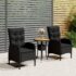 vidaXL 3 Piece Garden Bistro Set Poly Rattan Black